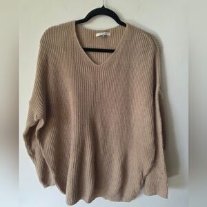 OAK + FORT Tan V-Neck Sweater